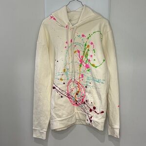 Next Level Apparel Cream Hoodie with Colorful Splatter